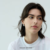 Glossy Bean Dome Stud Earrings