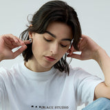 Glossy Bean Dome Stud Earrings