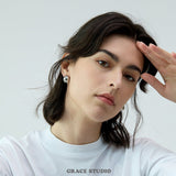 Glossy Bean Dome Stud Earrings