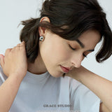Glossy Bean Dome Stud Earrings