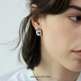 Glossy Bean Dome Stud Earrings
