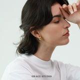 Glossy Bean Dome Stud Earrings