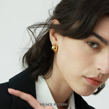 Glossy Bean Dome Stud Earrings