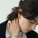 Glossy Bean Dome Stud Earrings