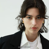 Glossy Bean Dome Stud Earrings