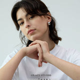 Glossy Bean Dome Stud Earrings