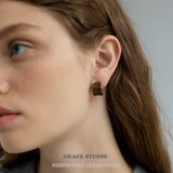 Glossy Chunky Resin C-Stud Earrings