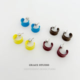 Glossy Chunky Resin C-Stud Earrings