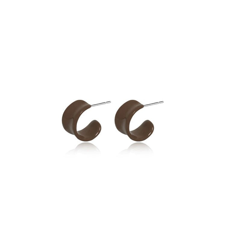 Glossy Chunky Resin C-Stud Earrings