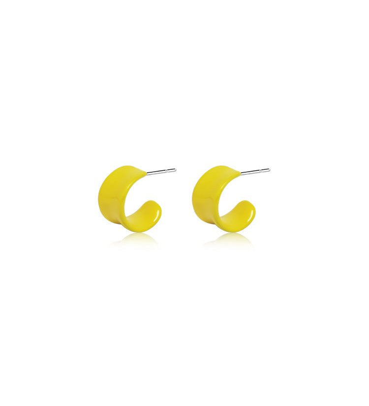 Glossy Chunky Resin C-Stud Earrings