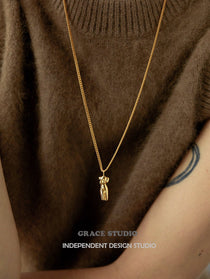 Golden Muse Figure Pendant Necklace - Grace Studio