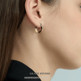 Dual-Tone Rounded Hoop Earrings