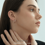Dual-Tone Rounded Hoop Earrings