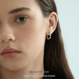 Dual-Tone Rounded Hoop Earrings