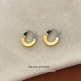 Dual-Tone Rounded Hoop Earrings