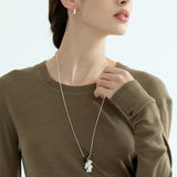 Gemstone & Pearl Cluster Long Necklace