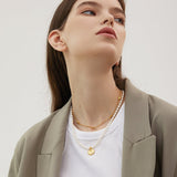 Freshwater Pearl Tulip Coin Pendant Necklace
