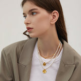 Freshwater Pearl Tulip Coin Pendant Necklace