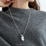 Gemstone & Pearl Cluster Long Necklace