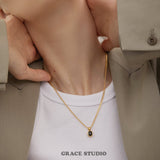 Oval Gem Drop Pendant Necklace