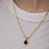 Oval Gem Drop Pendant Necklace