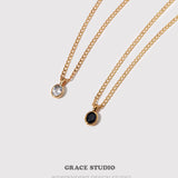 Oval Gem Drop Pendant Necklace