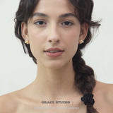 Sculpted Knot Pearl Stud Earrings