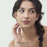 Sculpted Knot Pearl Stud Earrings
