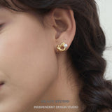 Sculpted Knot Pearl Stud Earrings