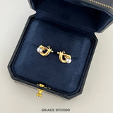 Sculpted Knot Pearl Stud Earrings