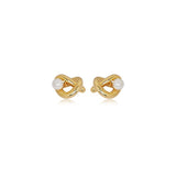 Sculpted Knot Pearl Stud Earrings
