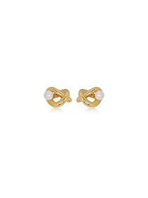 Sculpted Knot Pearl Stud Earrings - Grace Studio