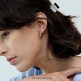 Sculpted Oval Curve Hoop Earrings