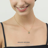 Enamel Heart Square Pendant Necklace