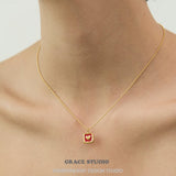 Enamel Heart Square Pendant Necklace