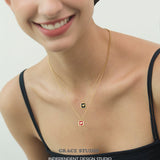 Enamel Heart Square Pendant Necklace
