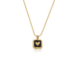 Enamel Heart Square Pendant Necklace