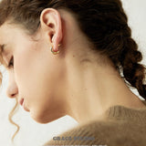 Crystal Studded Wave Hoop Earrings