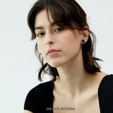 Organic Frame Lapis Stud Earrings