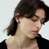 Organic Frame Lapis Stud Earrings