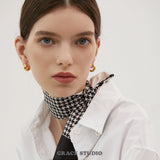 Compact Triple Ridge Hoop Earrings