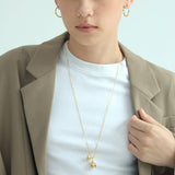 Sculpted Teardrop Duo Pendant Necklace