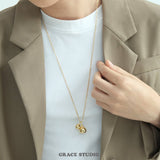 Sculpted Teardrop Duo Pendant Necklace