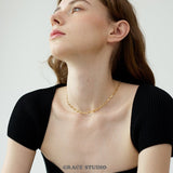 Linked Sculpted Mini Heart Chain Necklace