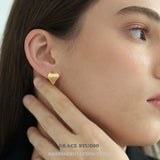 Brushed Heart Huggie Earrings