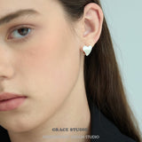 Brushed Heart Huggie Earrings