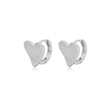 Brushed Heart Huggie Earrings