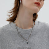 Layered Link Crystal Pendant Necklace