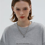Layered Link Crystal Pendant Necklace