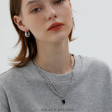 Layered Link Crystal Pendant Necklace